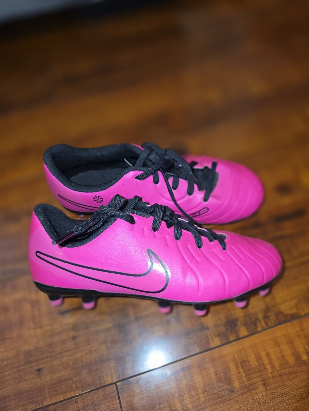Nike Tiempo Legend 10 Kids' Pink Soccer Cleats with Black Accents